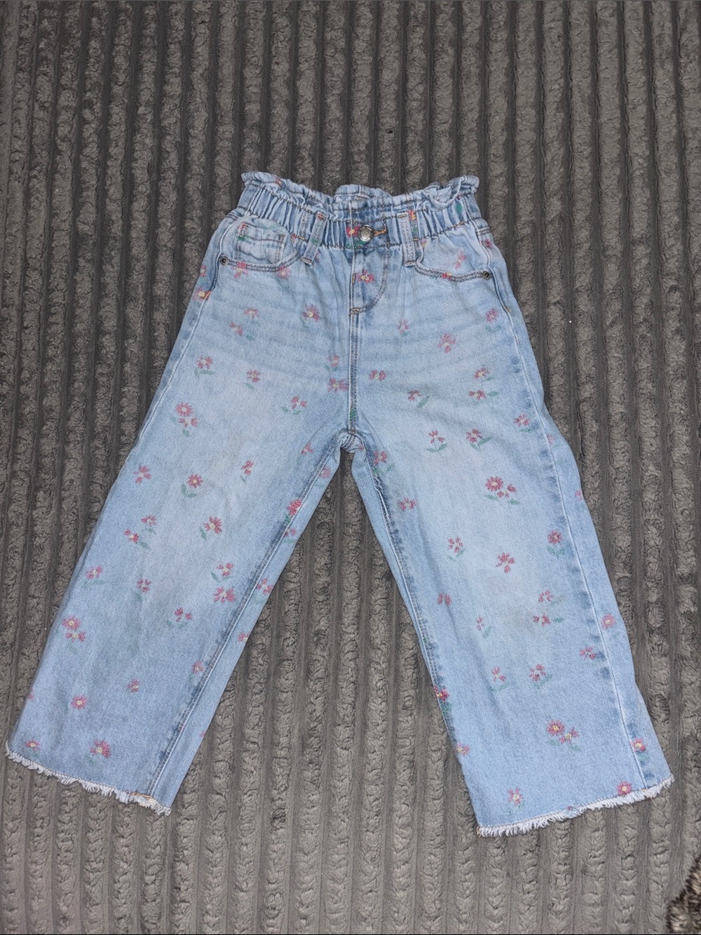 Zara Light Blue Floral High-Waist little girl Jeans